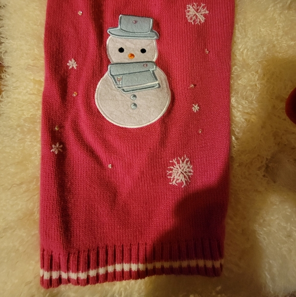HOST PICK ๐ Vtg Pet Holiday Snowman Winter Knitted Sweater Pink - Picture 6 of 10